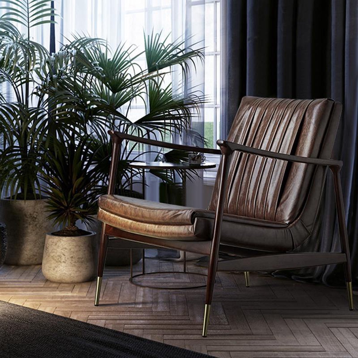 Juno CH02 Armchair - Stylish Green Leather & Wood | BespokeHaven™