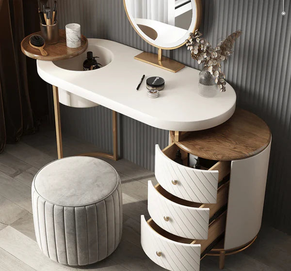 Tandy Dressing Table with LED Mirror – Elegant Vanity | BespokeHaven™