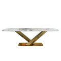 LUCI Dining Table - Marble Top & Gold Metal Base | BespokeHaven™