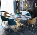 LUCI Dining Table - Marble Top & Gold Metal Base | BespokeHaven™