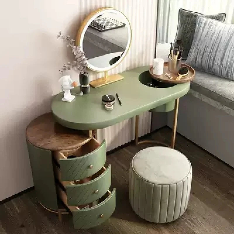 Tandy Dressing Table with LED Mirror – Elegant Vanity | BespokeHaven™