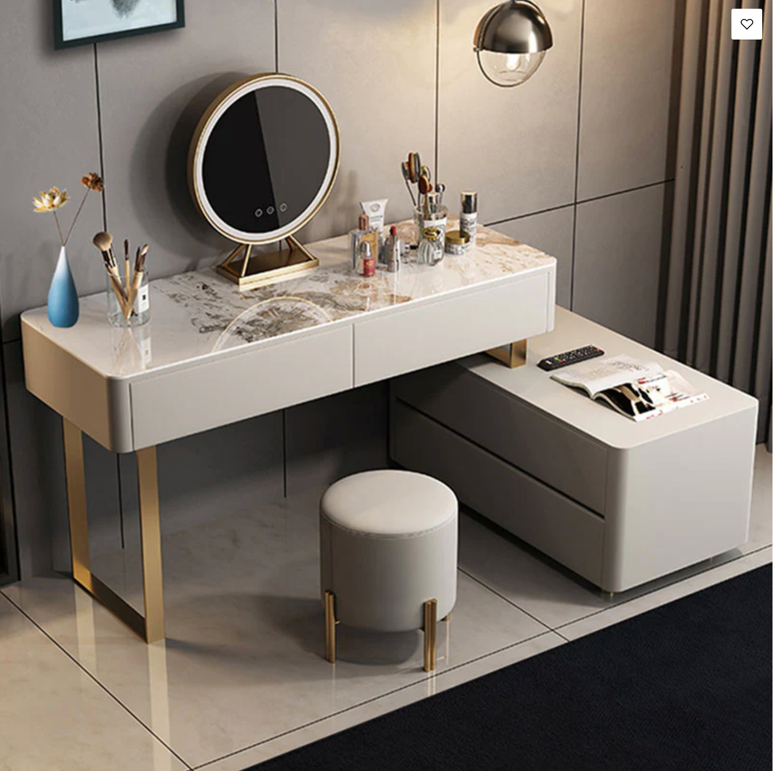 Davidson Dressing Table with LED Mirror - Modern Beauty Station | BespokeHaven™