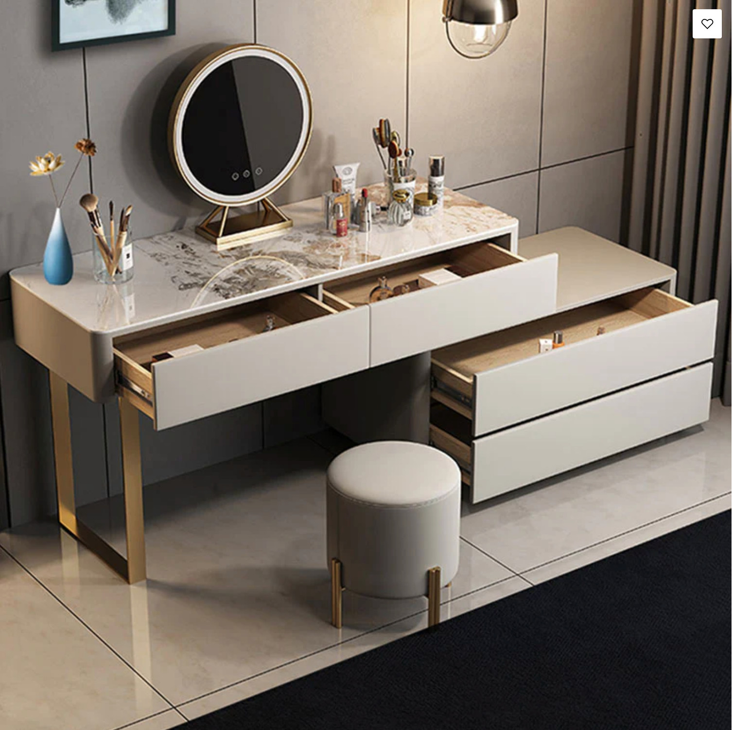 Davidson Dressing Table with LED Mirror - Modern Beauty Station | BespokeHaven™