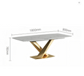 LUCI Dining Table - Marble Top & Gold Metal Base | BespokeHaven™