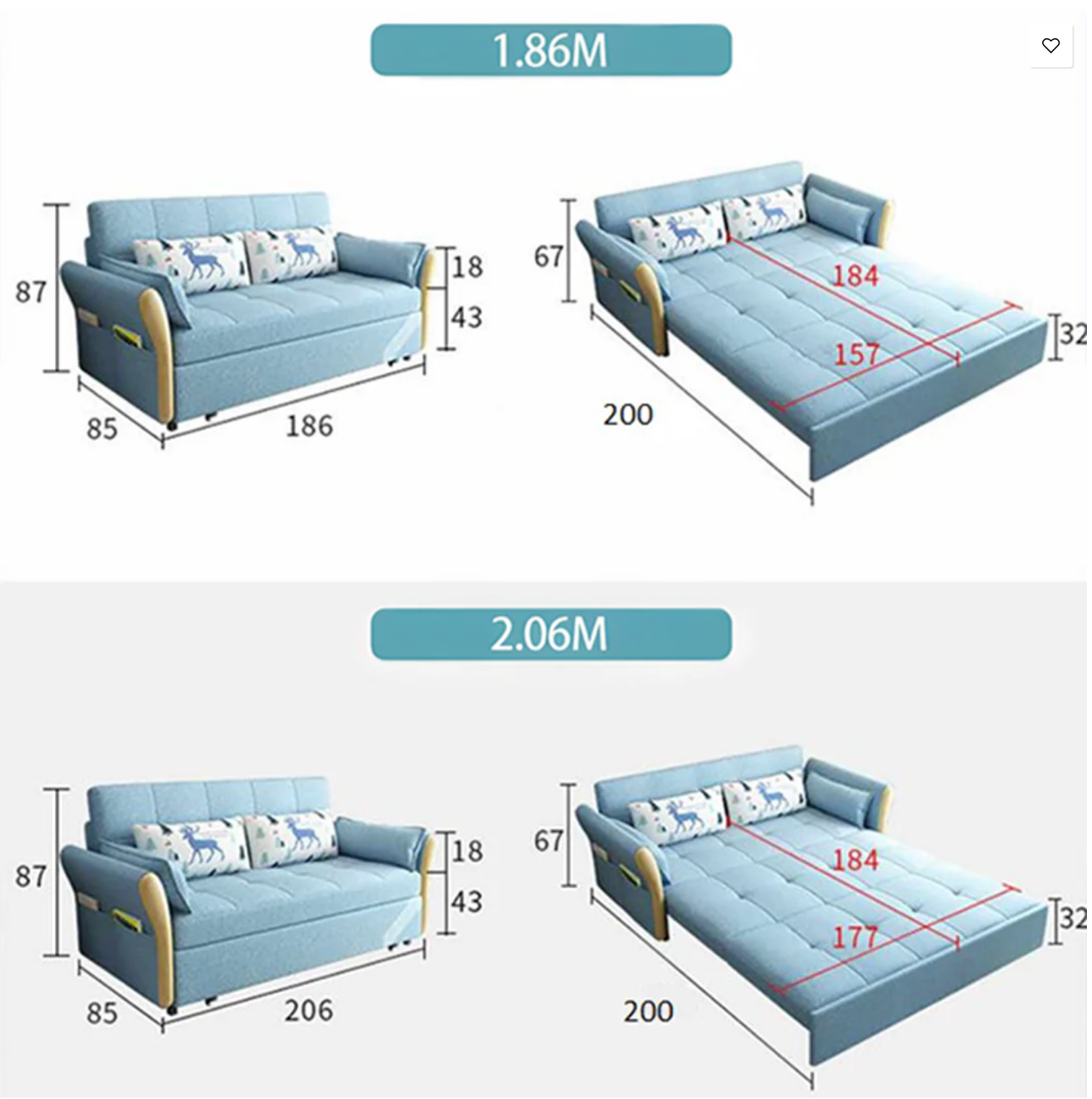 SB152 Two Seater Sofa Bed – Compact & Stylish | BespokeHaven™