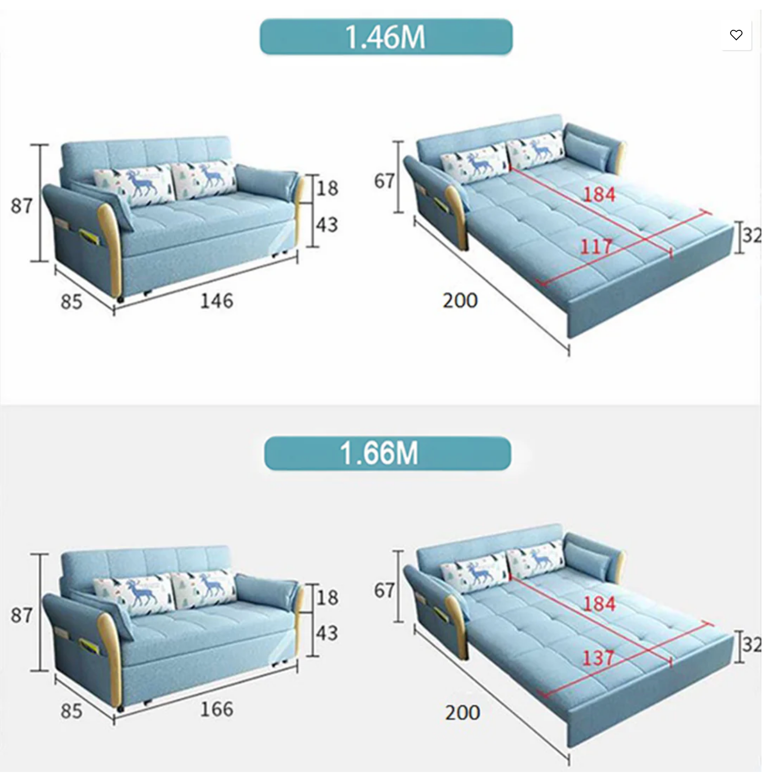 SB152 Two Seater Sofa Bed – Compact & Stylish | BespokeHaven™